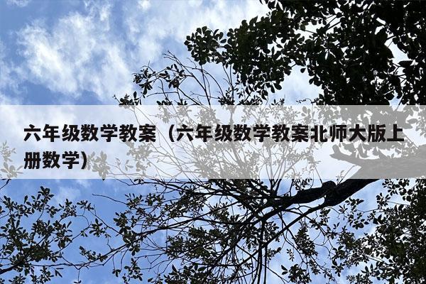 六年级数学教案（六年级数学教案北师大版上册数学）