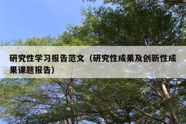 研究性学习报告范文（研究性成果及创新性成果课题报告）