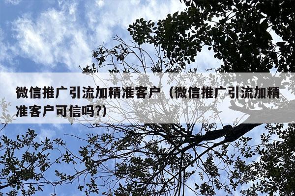 微信推广引流加精准客户（微信推广引流加精准客户可信吗?）