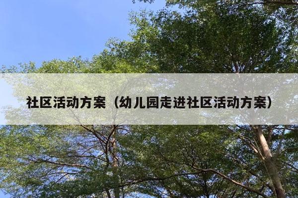 社区活动方案（幼儿园走进社区活动方案）