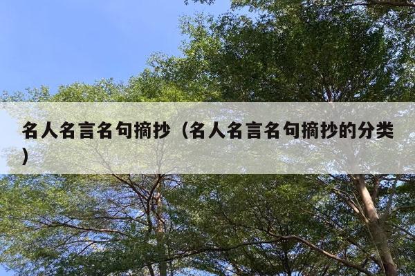 名人名言名句摘抄（名人名言名句摘抄的分类）