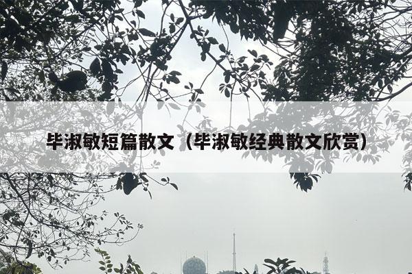 毕淑敏短篇散文（毕淑敏经典散文欣赏）