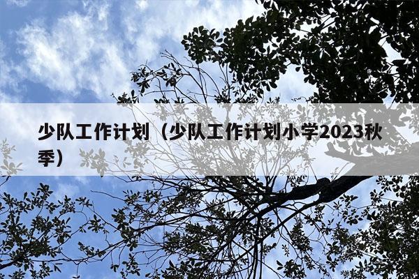 少队工作计划（少队工作计划小学2023秋季）