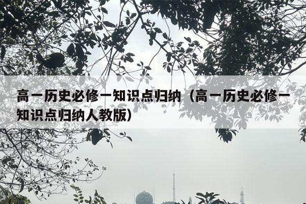 高一历史必修一知识点归纳（高一历史必修一知识点归纳人教版）