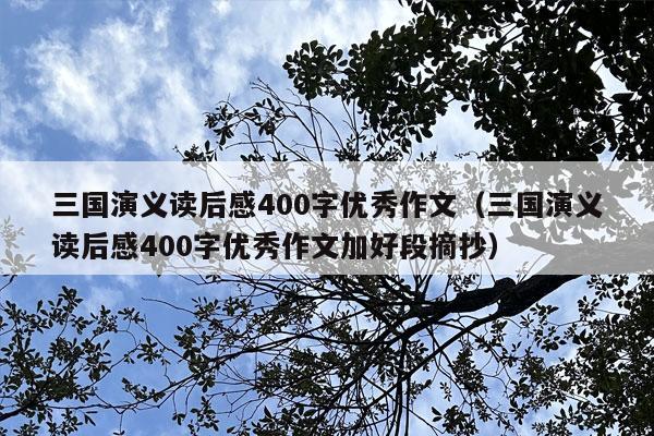 三国演义读后感400字优秀作文（三国演义读后感400字优秀作文加好段摘抄）