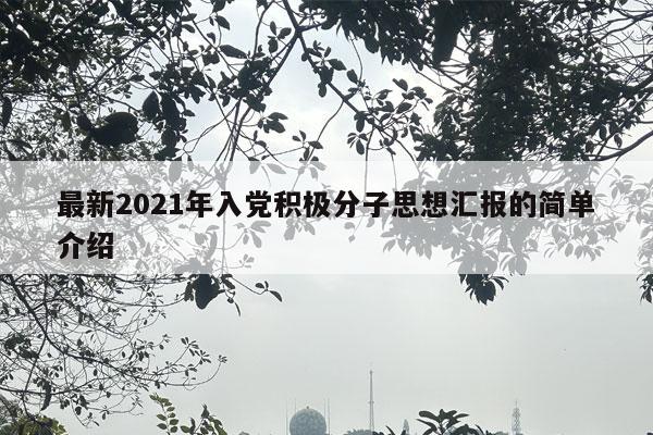 最新2021年入党积极分子思想汇报的简单介绍