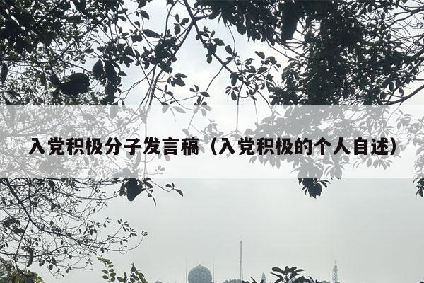 入党积极分子发言稿（入党积极的个人自述）