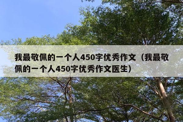 我最敬佩的一个人450字优秀作文（我最敬佩的一个人450字优秀作文医生）