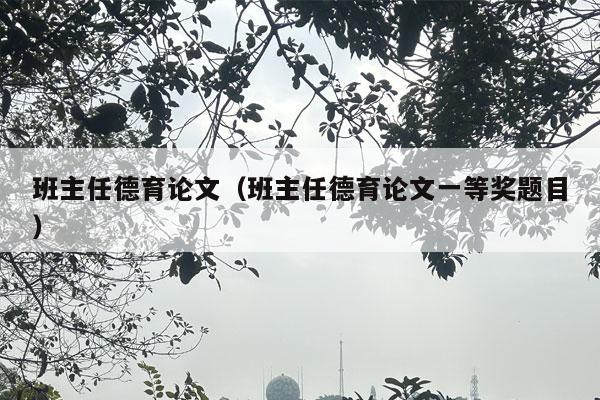 班主任德育论文（班主任德育论文一等奖题目）