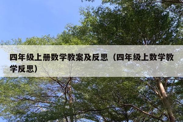 四年级上册数学教案及反思（四年级上数学教学反思）