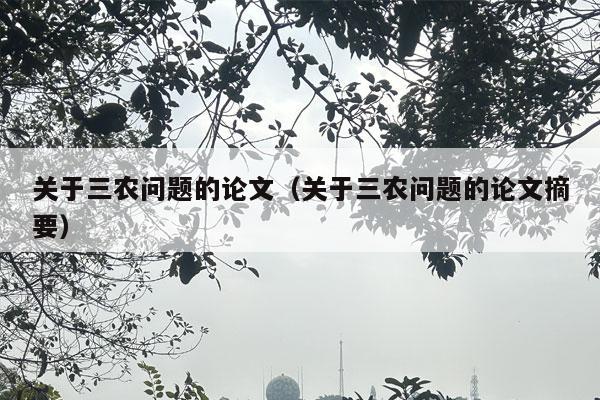 关于三农问题的论文（关于三农问题的论文摘要）