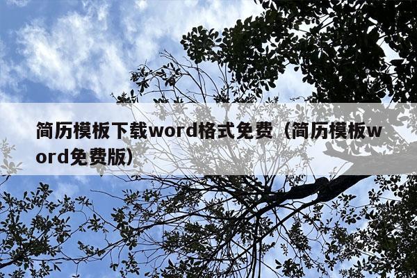 简历模板下载word格式免费（简历模板word免费版）