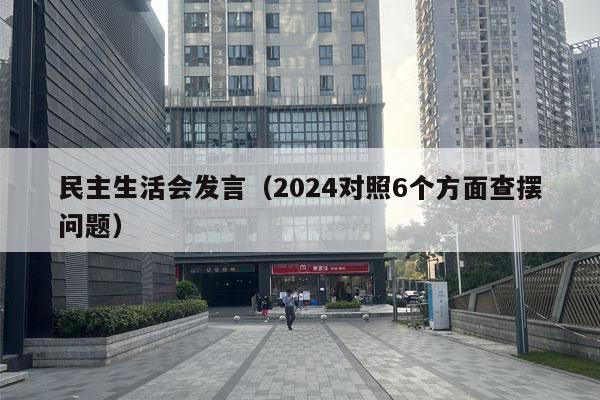 民主生活会发言（2024对照6个方面查摆问题）