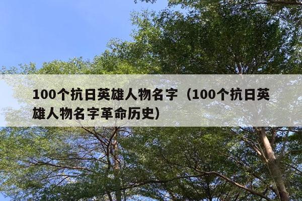 100个抗日英雄人物名字（100个抗日英雄人物名字革命历史）