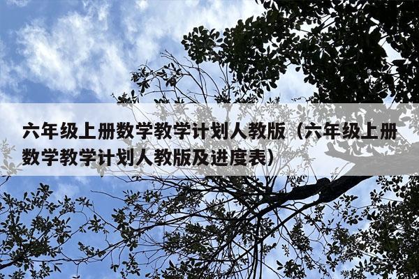 六年级上册数学教学计划人教版（六年级上册数学教学计划人教版及进度表）