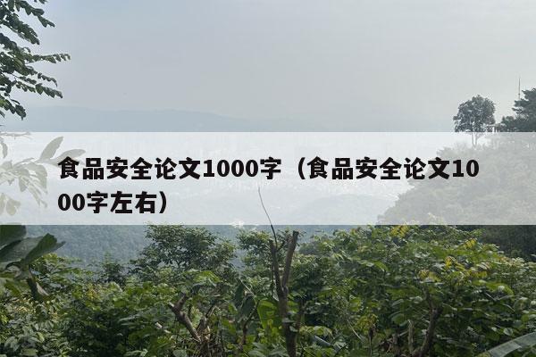 食品安全论文1000字（食品安全论文1000字左右）