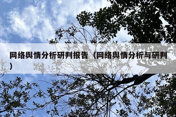 网络舆情分析研判报告（网络舆情分析与研判）