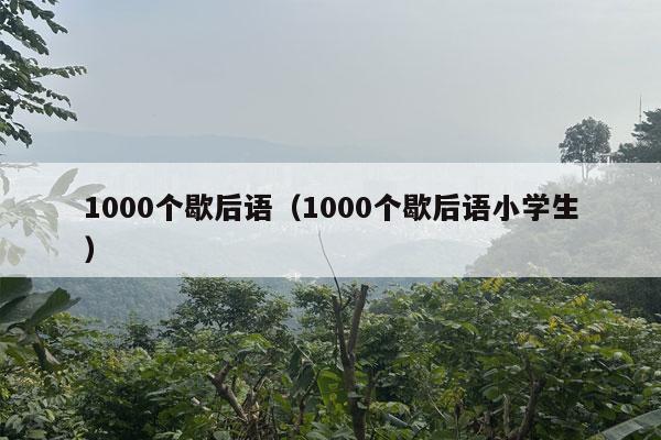 1000个歇后语（1000个歇后语小学生）