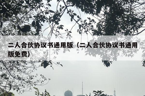 二人合伙协议书通用版（二人合伙协议书通用版免费）